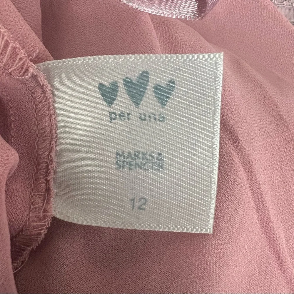 Per Una Silk Pink Swiss Dot Heart Maxi Skirt